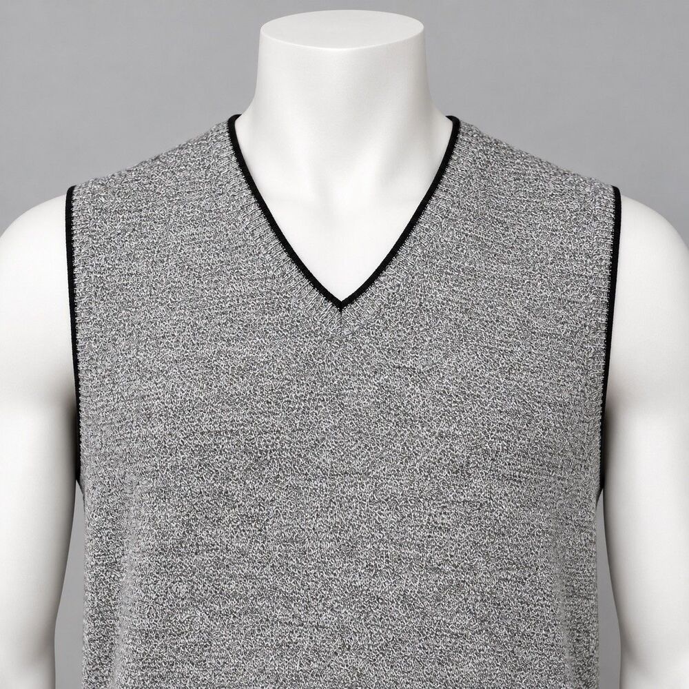 Eddie Bauer Sweater Vest Mens L Gray V Neck Made USA Preppy Grandpa Core Retro